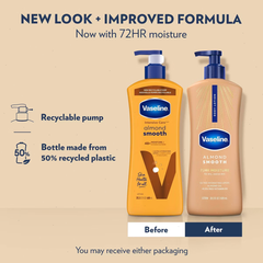 Vaseline Almond Smooth Lotion - 1ct/20.3 fl oz: Moisturizing, Whole Body Application, Contains Vitamin E, Pump Bottle