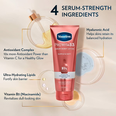 Vaseline Pro VitaB3 Serum Burst Lotion with Niacinamide, Hyaluronic Acid and Peptides, 7.5 fl oz: For Combination and Dry Skin, Berry and Floral Scent